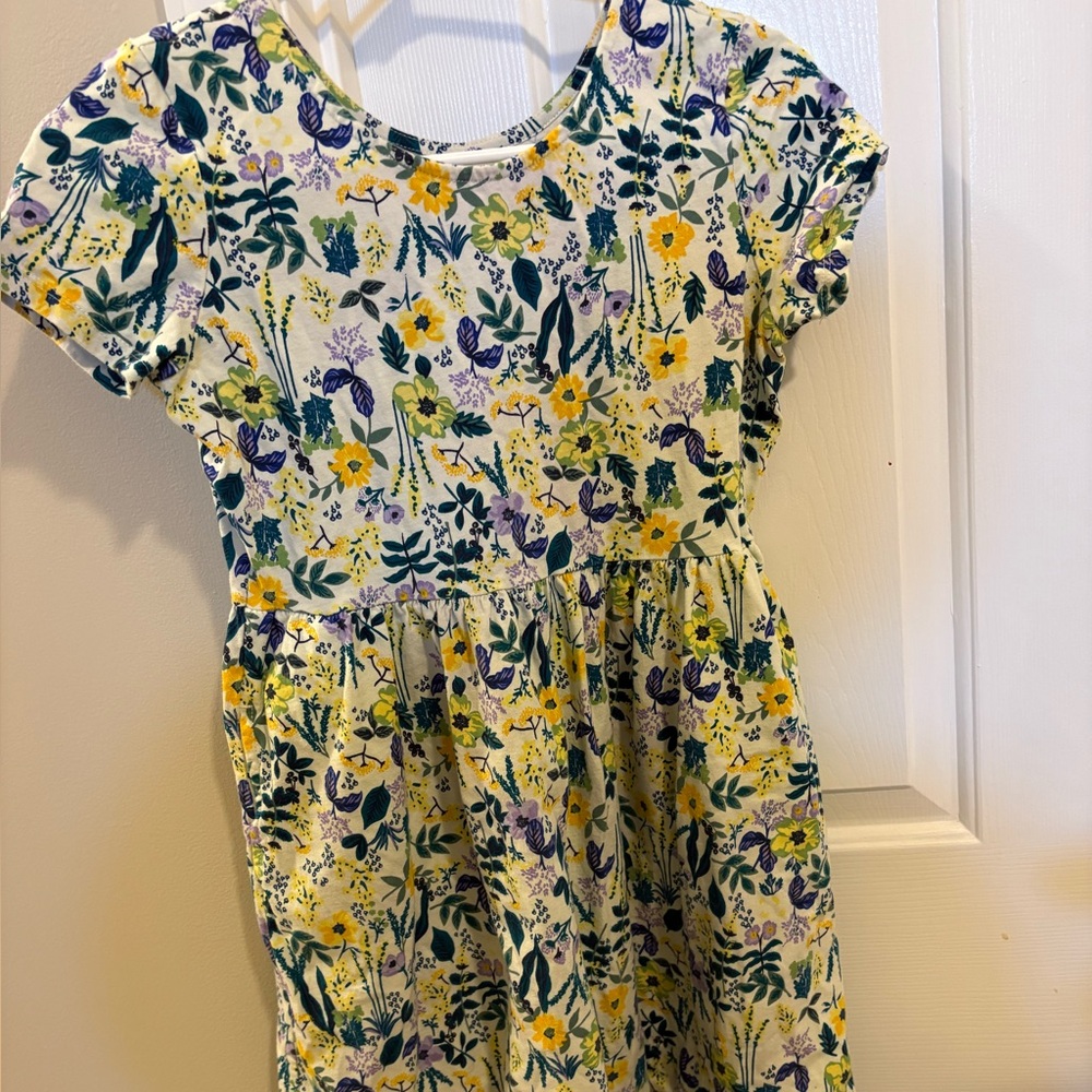 Lands' End Floral Kids Dress - Yellow and Blue